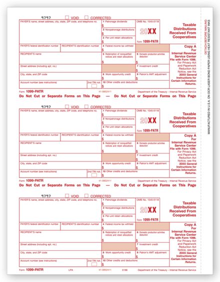 TF5166 2024 Laser 1099-PATR Federal Copy A 8 1/2 x 11"