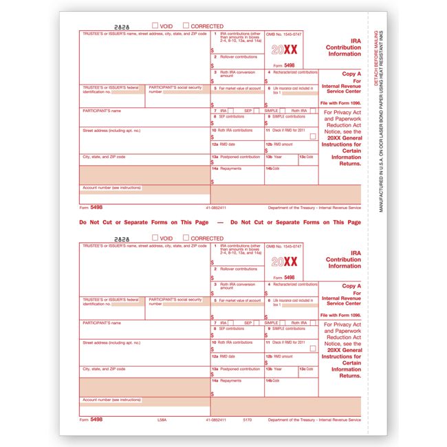 TF5170 2024 Laser 5498 Federal Copy A 8 1/2 x 11"
