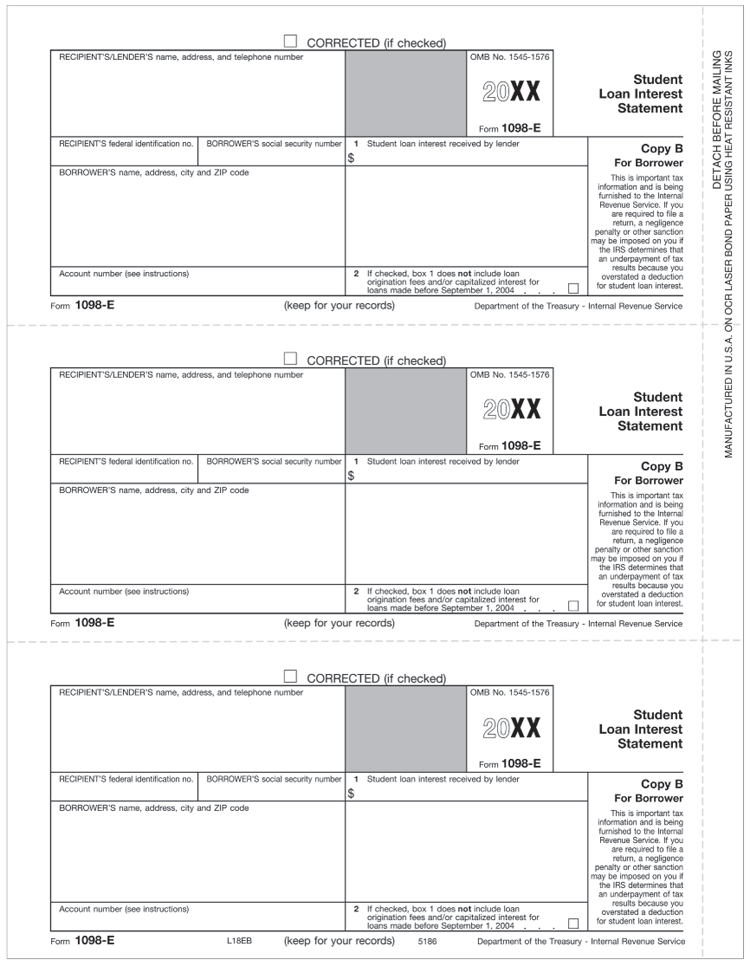 TF5186 2024 Laser 1098-E Borrower Copy B 8 1/2 x 11"