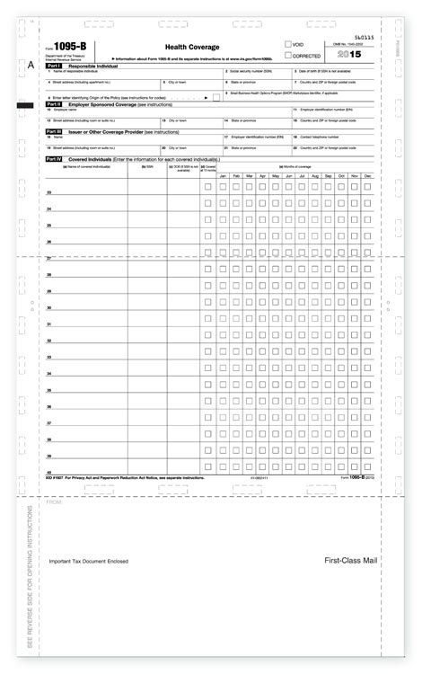 TF5506 2024 Pressure Seal ACA 1095B Health Coverage 8 1/2 x 14"