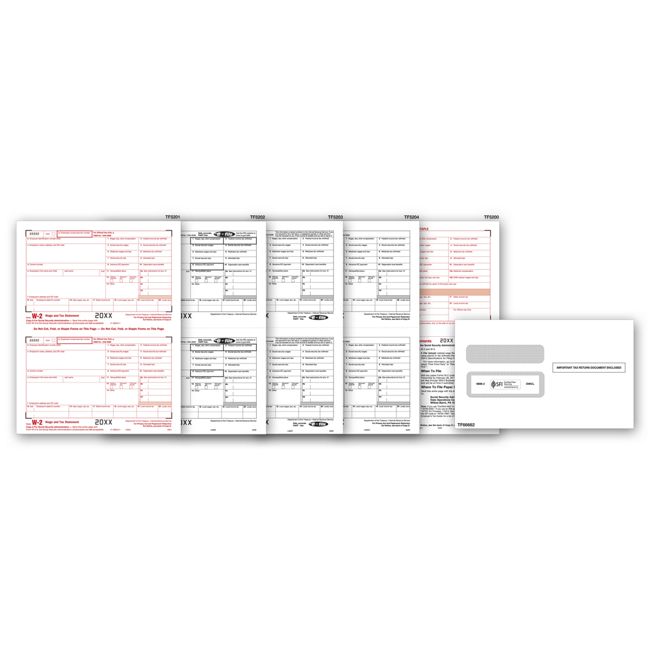 TF5655E 2024 Laser W-2 8-part Set & Envelope Kit 8 1/2 x 11"