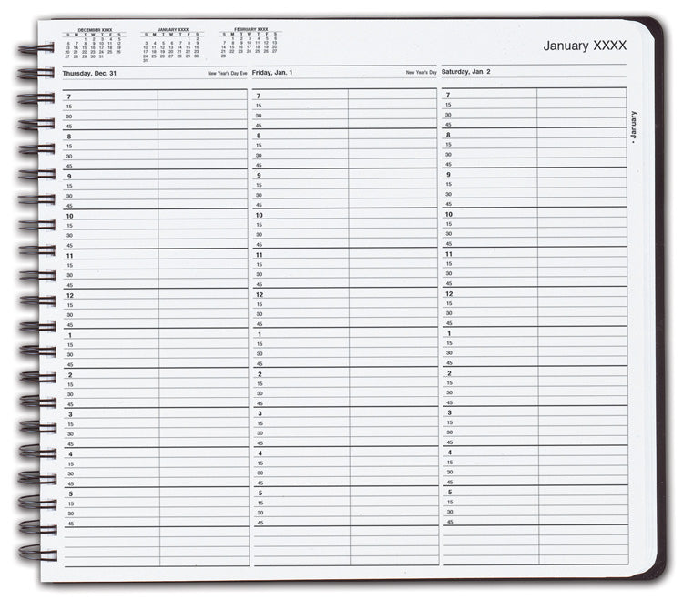 TIME25 TimeScan 2 Column Wirebound Book 15 Minute Interval 7am-6pm With Extra Hour 12 x 11"