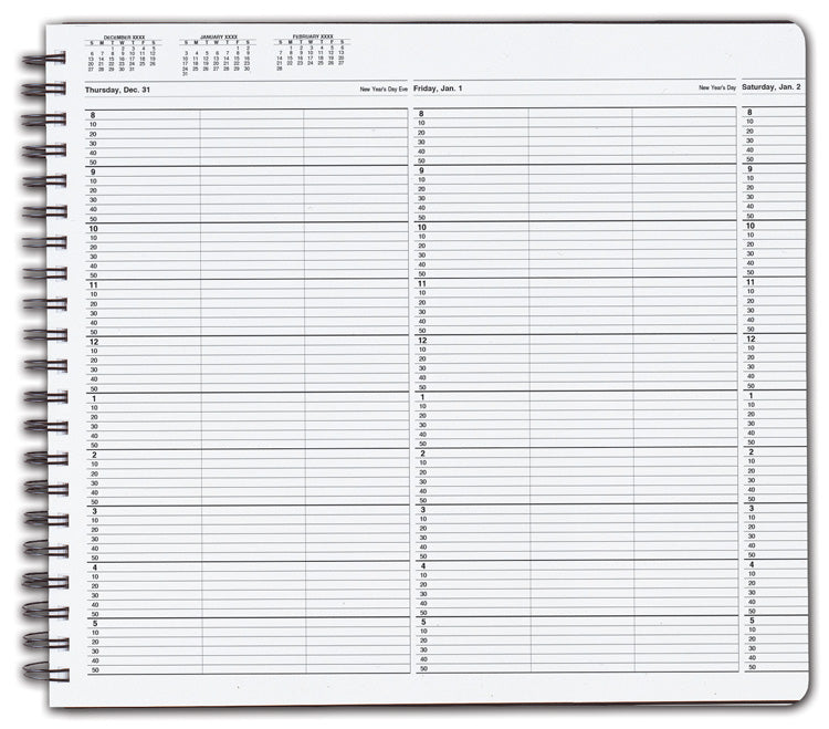 TIME53 TimeScan 3 Column Wirebound Book 10 Minute Spacing 8am-6pm 17 x 11"