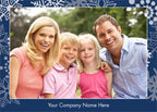 D2165 Silver Snowflakes on Blue Holiday Photo Card 7 7/8 x 5 5/8"
