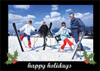 D2402 Black Border with Holly Christmas Photo Card 7 7/8 x 5 5/8"